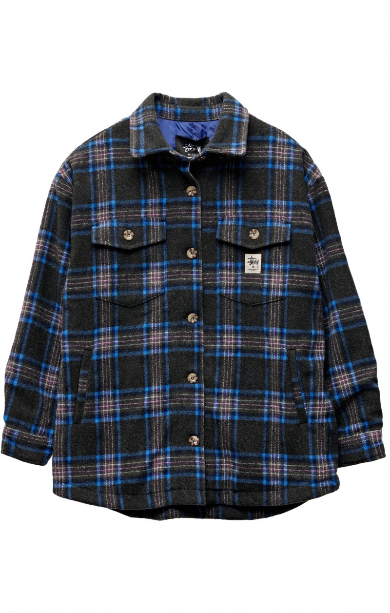 Stüssy Harley Check Worker Jacket Jackets Black | UJR-790623