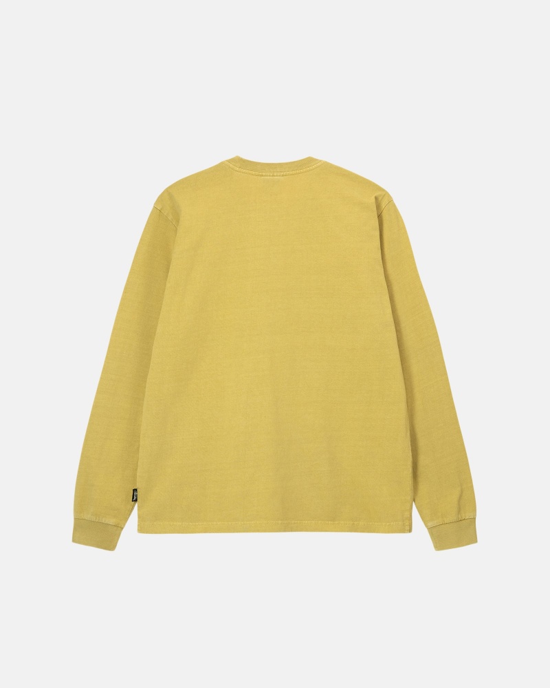 Stüssy Heavyweight Pigment Dyed Ls Crew Long Sleeve Knit Mustard | YVK-486129