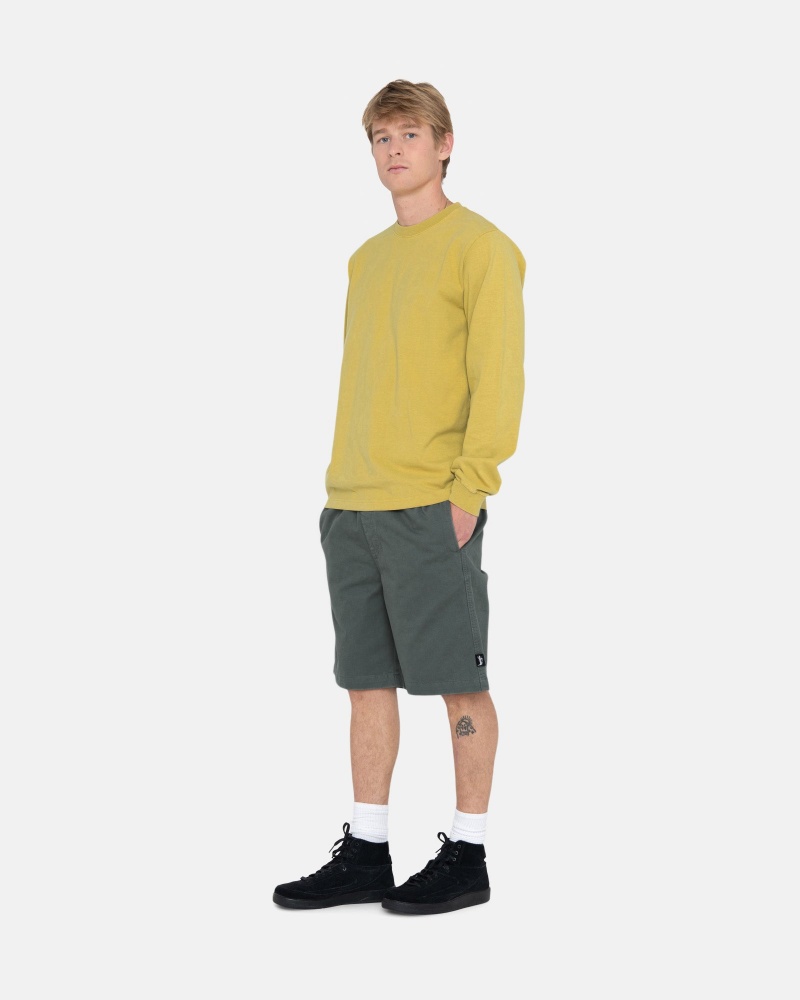 Stüssy Heavyweight Pigment Dyed Ls Crew Long Sleeve Knit Mustard | YVK-486129