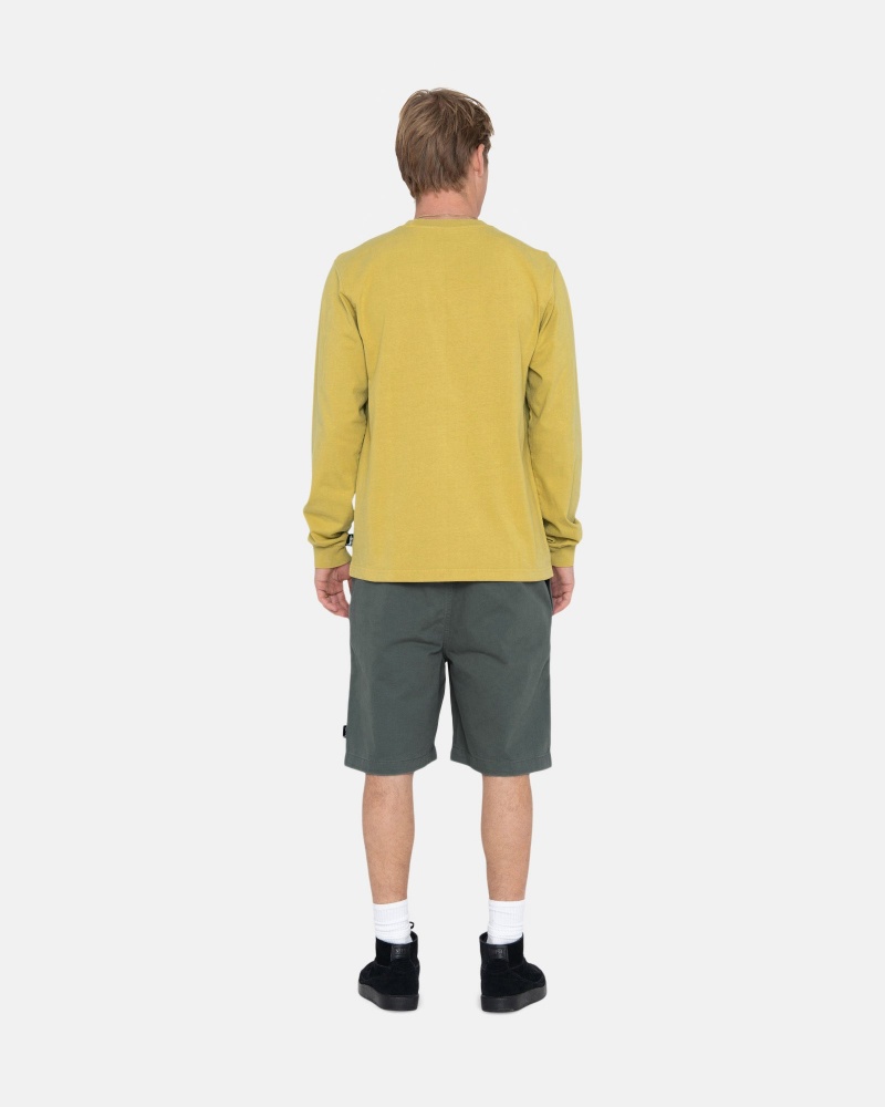 Stüssy Heavyweight Pigment Dyed Ls Crew Long Sleeve Knit Mustard | YVK-486129