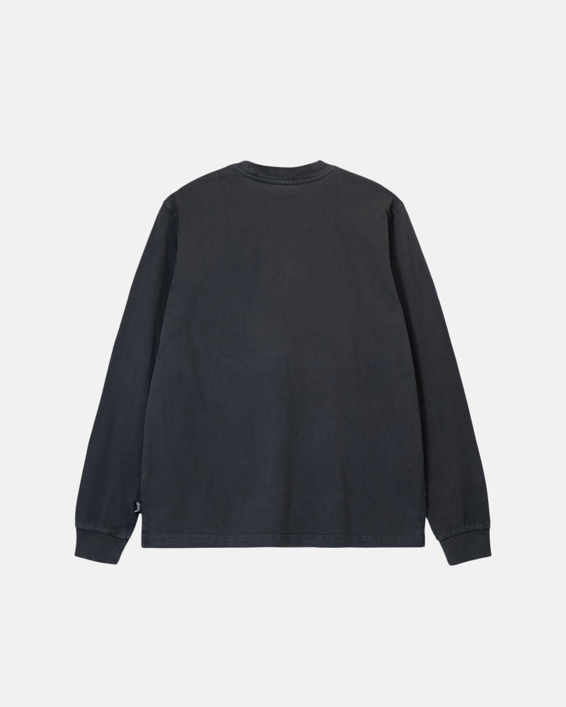 Stüssy Heavyweight Pigment Dyed Ls Crew Long Sleeve Knit Black | USG-074896