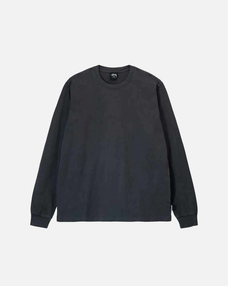 Stüssy Heavyweight Pigment Dyed Ls Crew Long Sleeve Knit Black | USG-074896