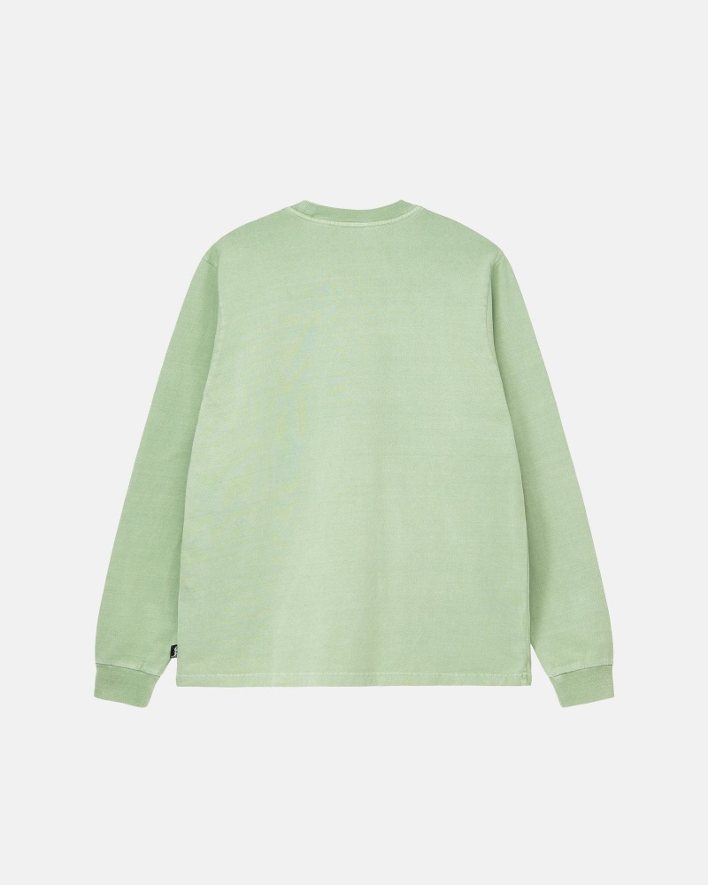 Stüssy Heavyweight Pigment Dyed Ls Crew Long Sleeve Knit Green | OMH-348016