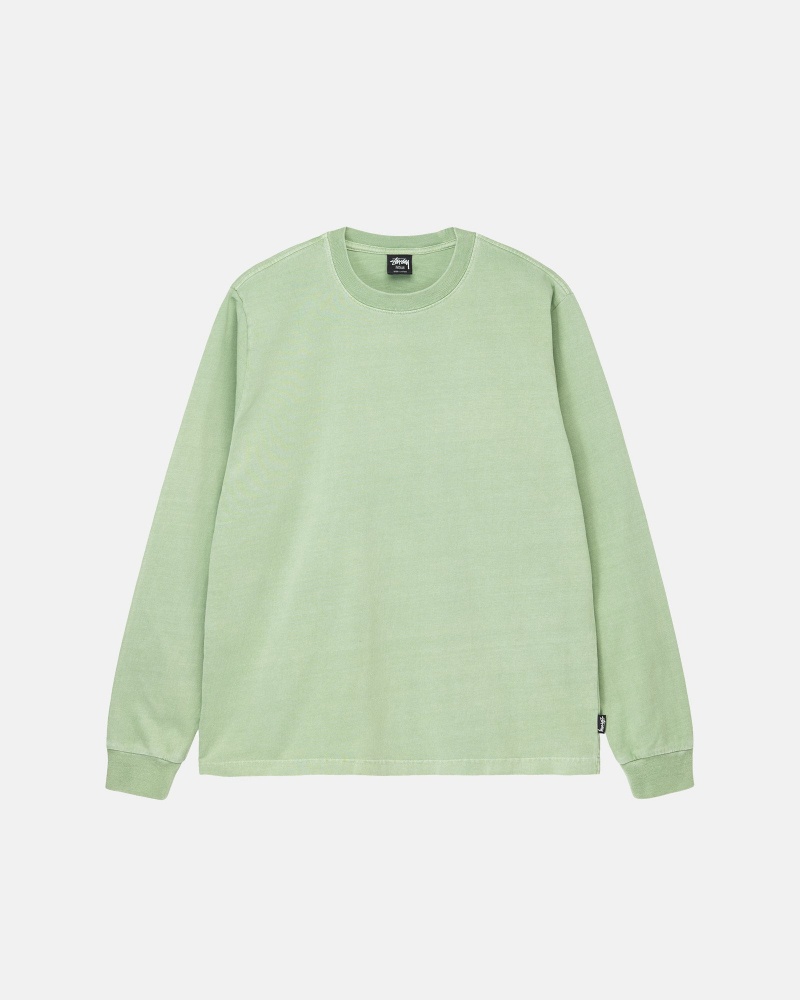 Stüssy Heavyweight Pigment Dyed Ls Crew Long Sleeve Knit Green | OMH-348016