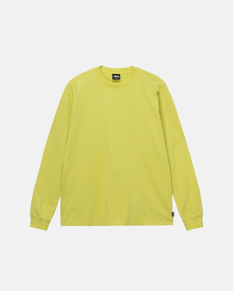 Stüssy Heavyweight Pigment Dyed Ls Crew Long Sleeve Knit Yellow | DLZ-092148