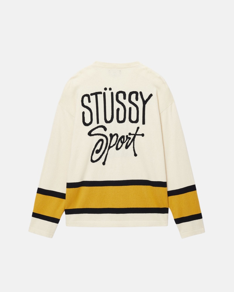 Stüssy Hockey Sweater Long Sleeve Sweater Natural | ADG-824157