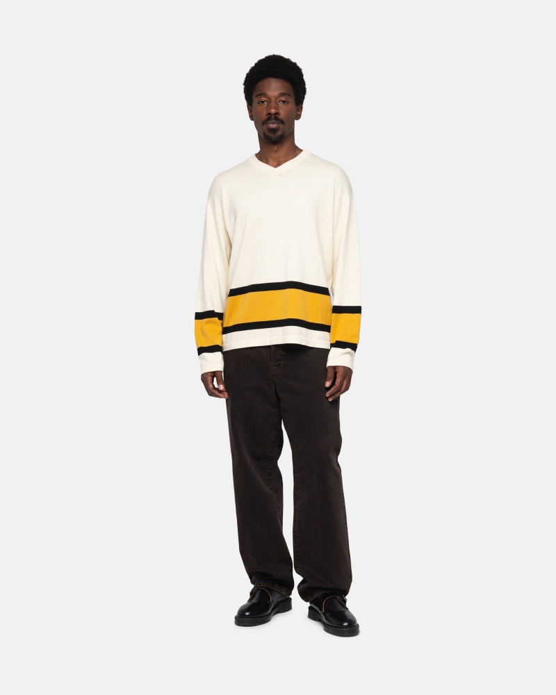 Stüssy Hockey Sweater Long Sleeve Sweater Natural | ADG-824157