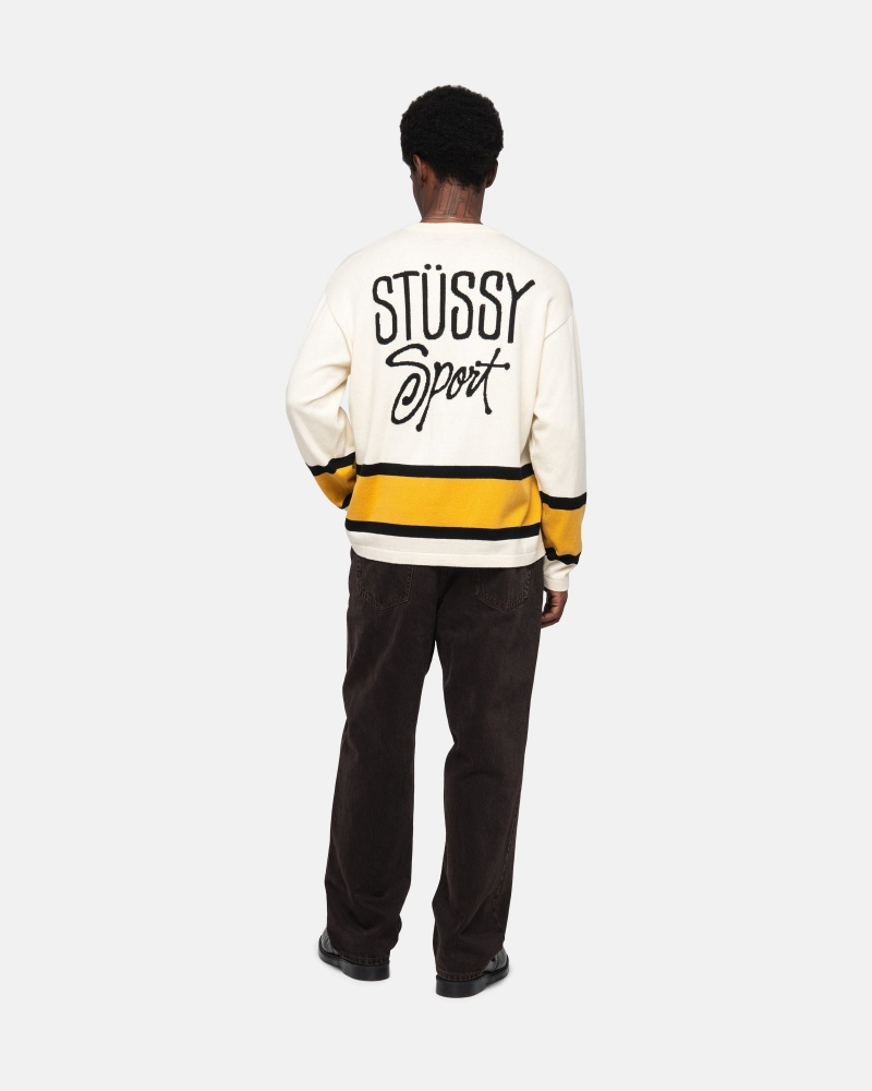 Stüssy Hockey Sweater Long Sleeve Sweater Natural | ADG-824157