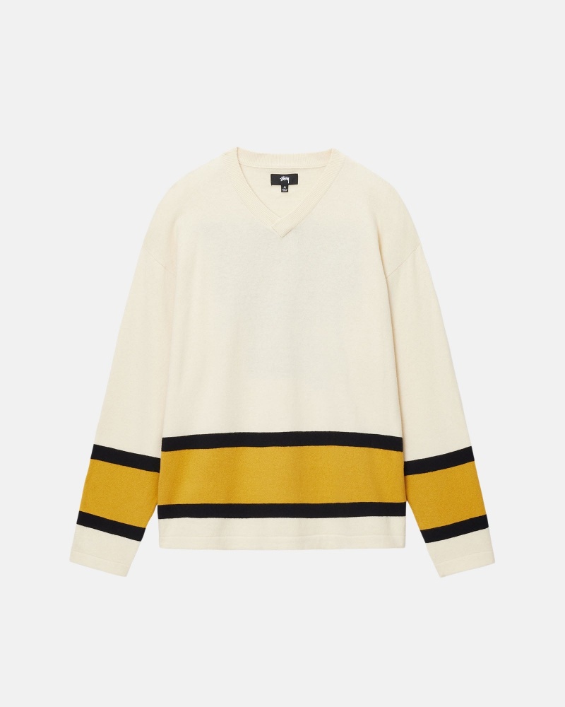 Stüssy Hockey Sweater Long Sleeve Sweater Natural | ADG-824157