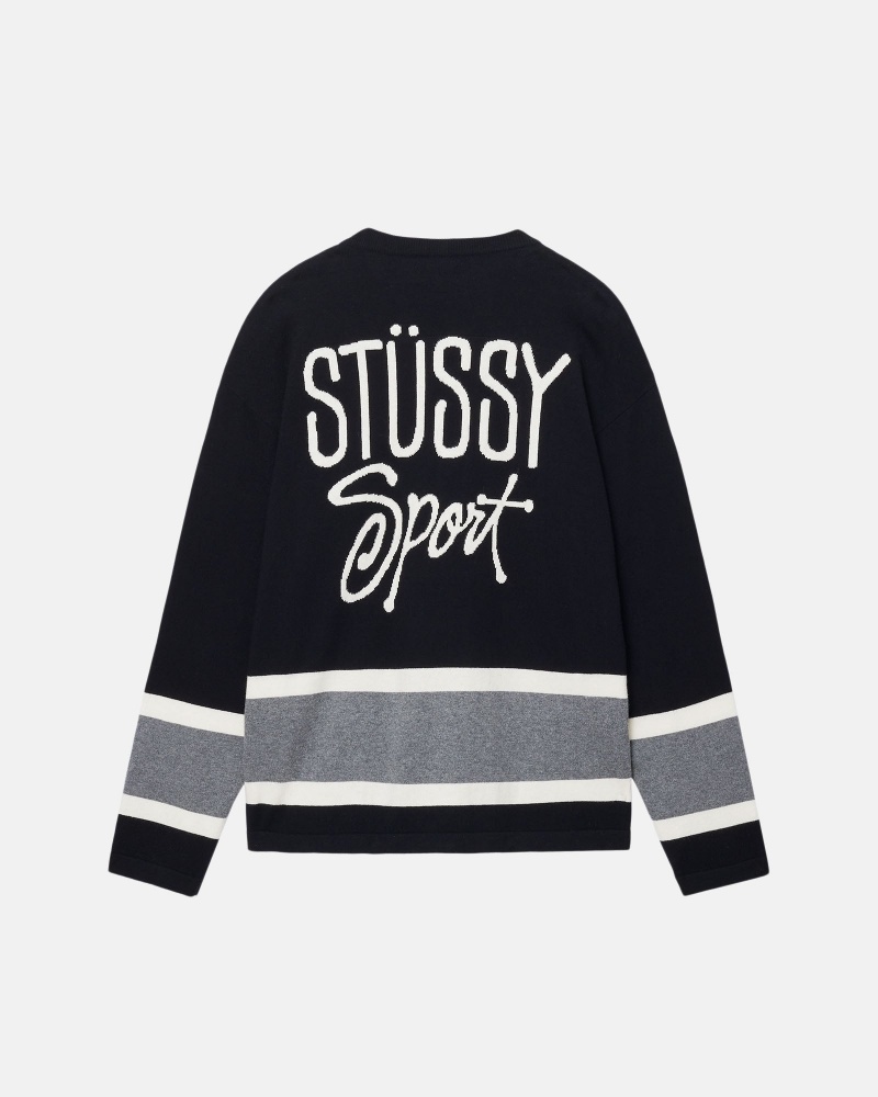 Stüssy Hockey Sweater Long Sleeve Sweater Black | FIZ-627103