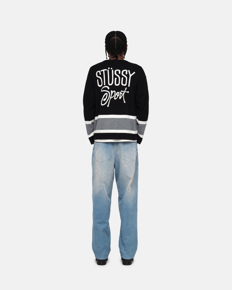 Stüssy Hockey Sweater Long Sleeve Sweater Black | FIZ-627103