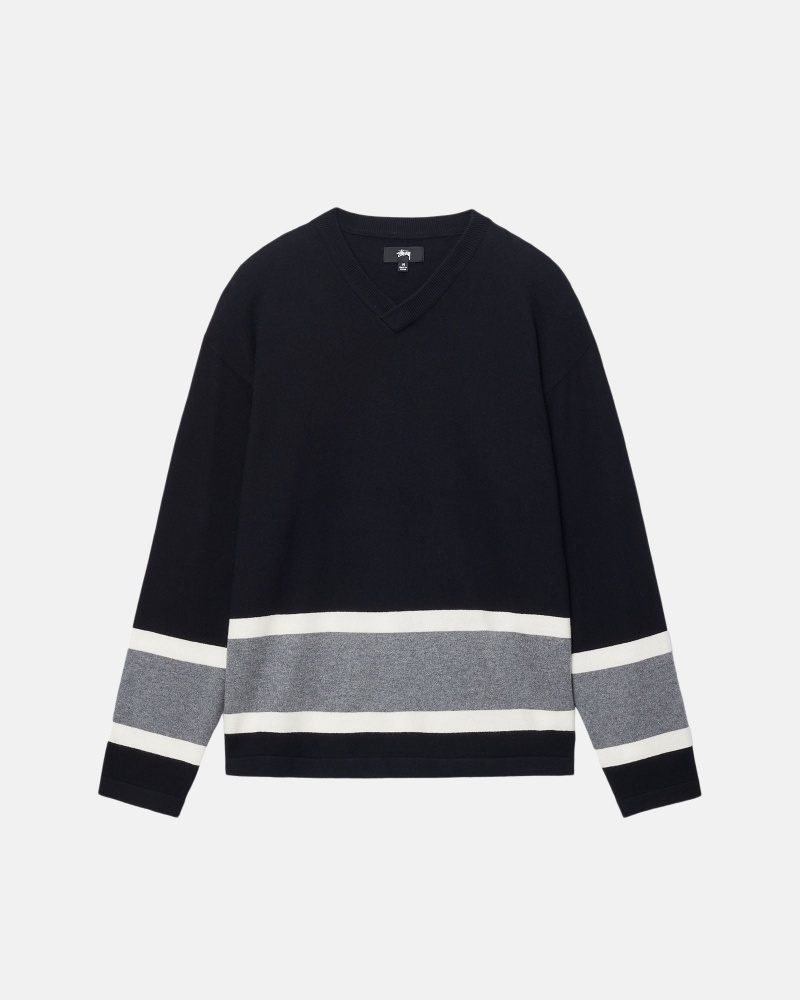 Stüssy Hockey Sweater Long Sleeve Sweater Black | FIZ-627103