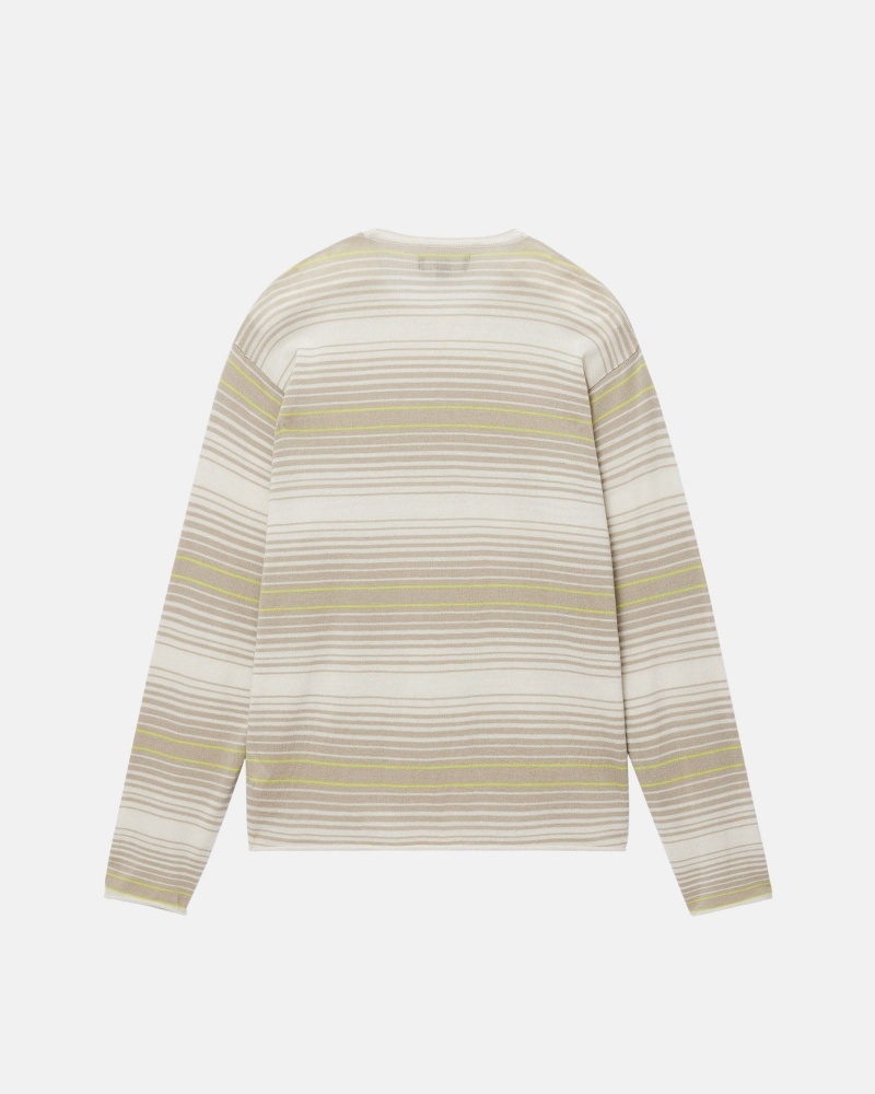 Stüssy Horizontal Stripe Sweater Long Sleeve Sweater Natural | THJ-529376