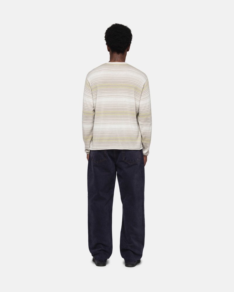 Stüssy Horizontal Stripe Sweater Long Sleeve Sweater Natural | THJ-529376