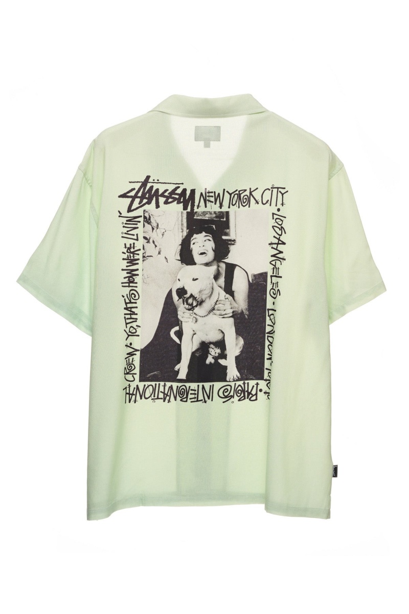 Stüssy How We'Re Living Ss Shirt Shirts Washed Green | TUF-751930