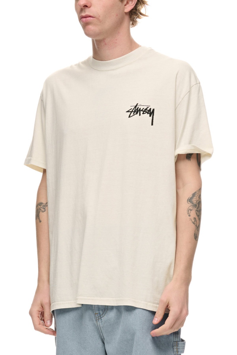 Stüssy How We'Re Living Ss Tee Tees Pigment Washed White | KSQ-495106