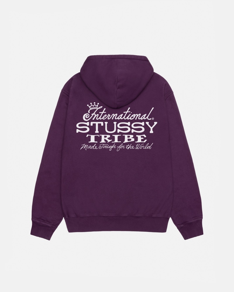 Stüssy IST Hoodie Pigment Dyed Long Sleeve Sweatshirt Purple | QUO-703645