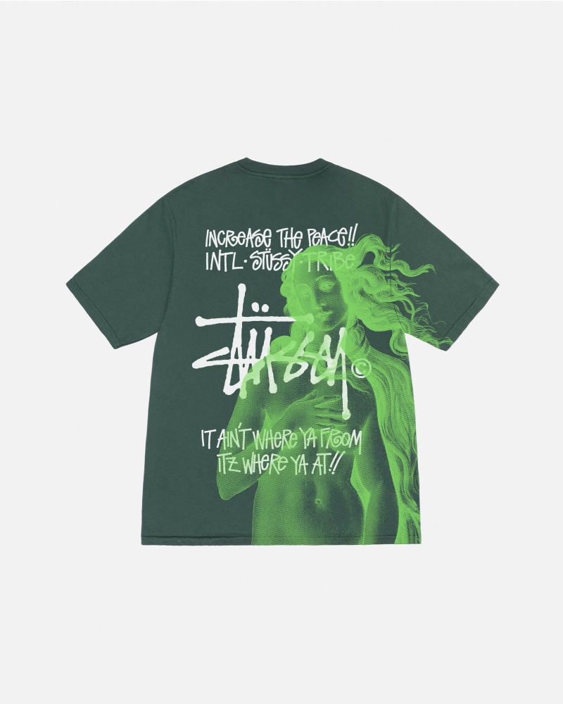 Stüssy Ist Venus Pigment Dyed Tee Short Sleeve T-Shirt Forest | TYG-562308