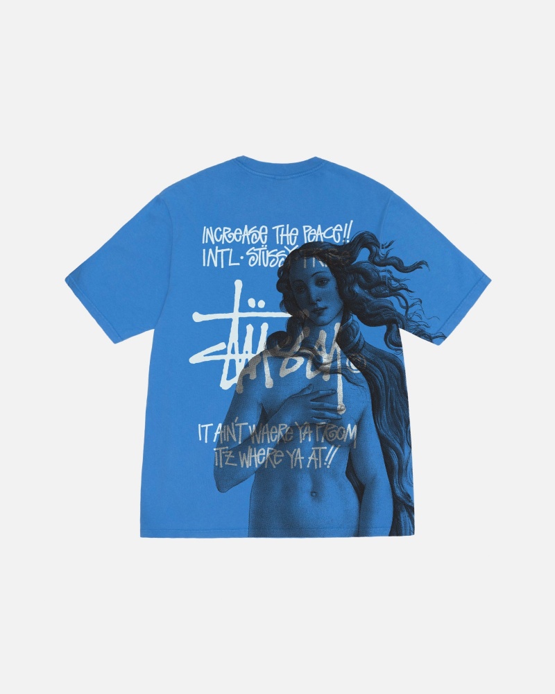 Stüssy Ist Venus Pigment Dyed Tee Short Sleeve T-Shirt Blue | VHA-058461