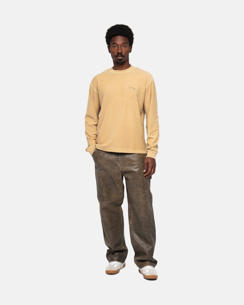 Stüssy Lazy LS Tee Long Sleeve Knit Amber Gold | QNP-463871