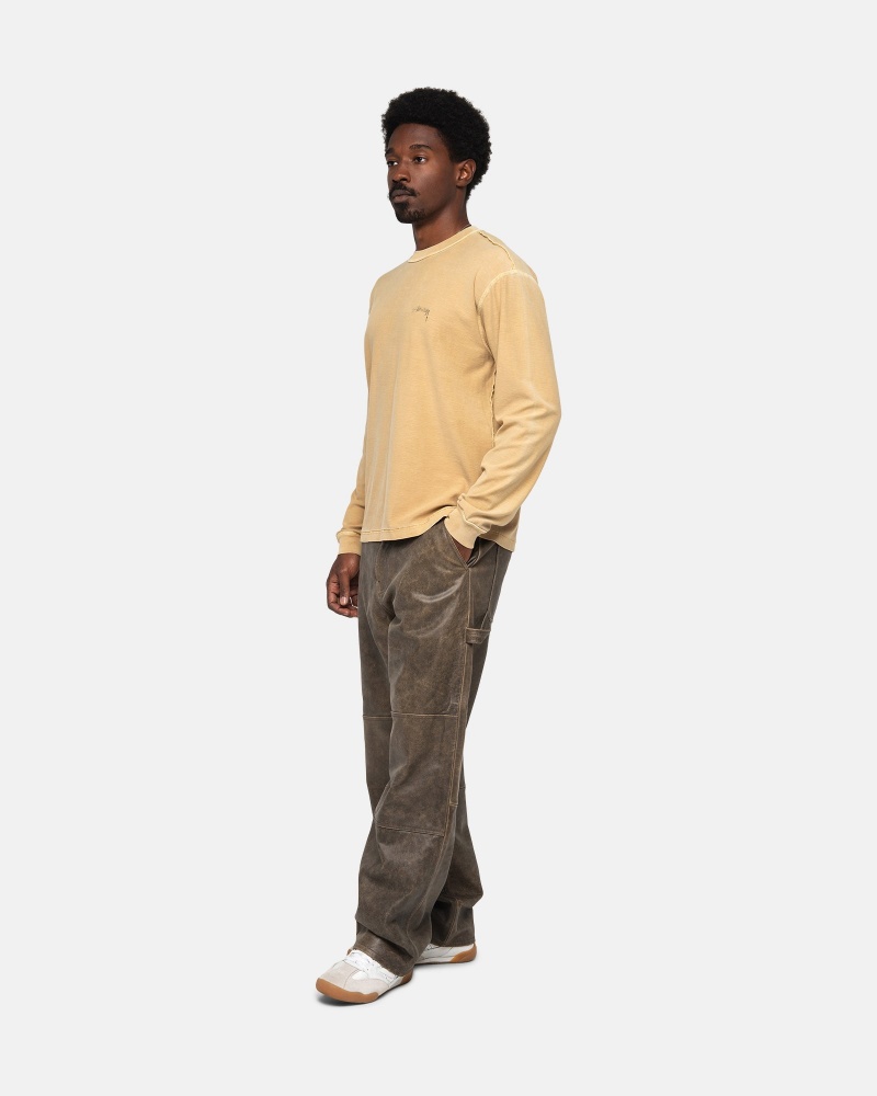 Stüssy Lazy LS Tee Long Sleeve Knit Amber Gold | QNP-463871