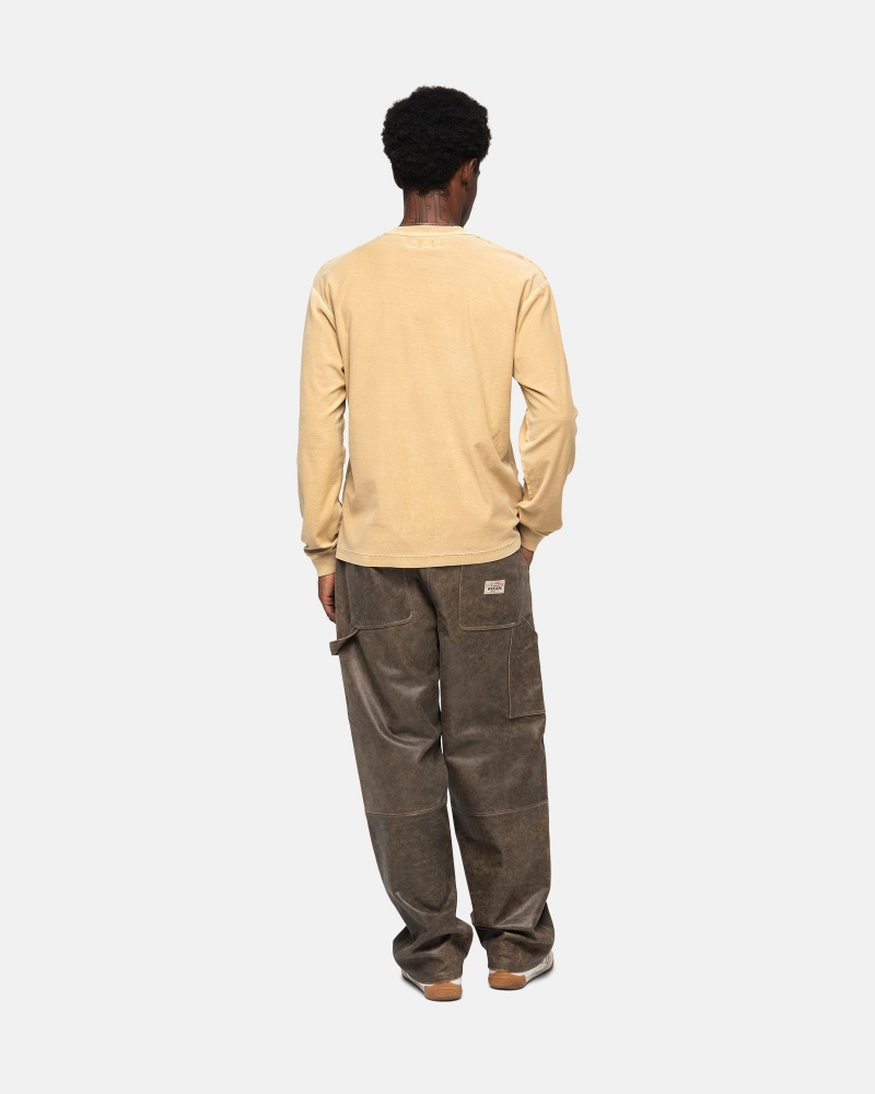 Stüssy Lazy LS Tee Long Sleeve Knit Amber Gold | QNP-463871