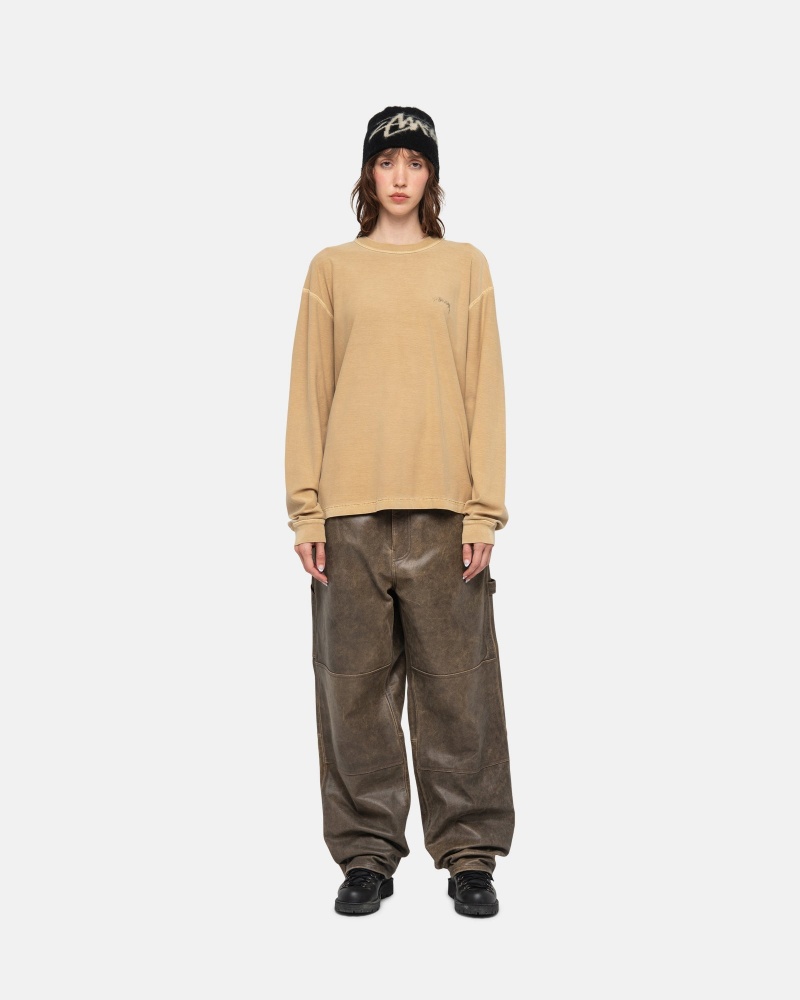 Stüssy Lazy LS Tee Long Sleeve Knit Amber Gold | QNP-463871