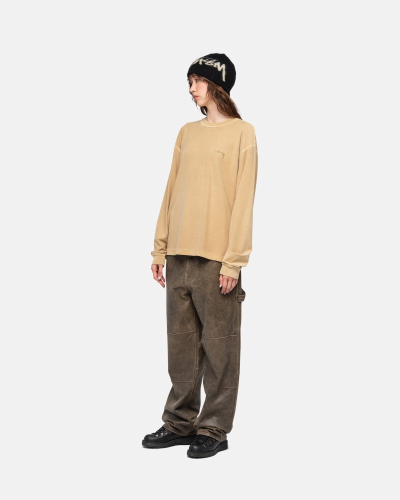 Stüssy Lazy LS Tee Long Sleeve Knit Amber Gold | QNP-463871