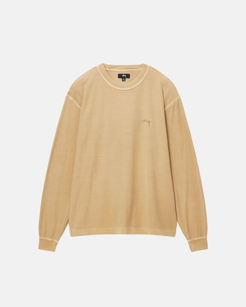 Stüssy Lazy LS Tee Long Sleeve Knit Amber Gold | QNP-463871