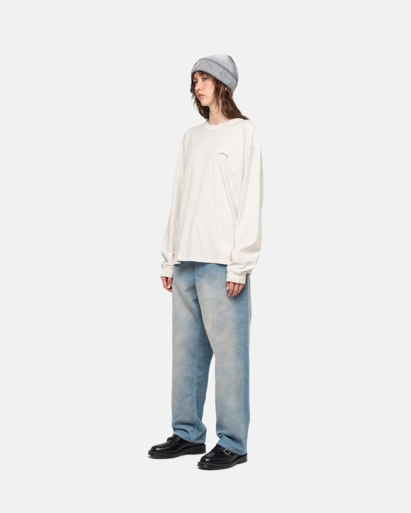 Stüssy Lazy LS Tee Long Sleeve Knit Bone | QVA-307965