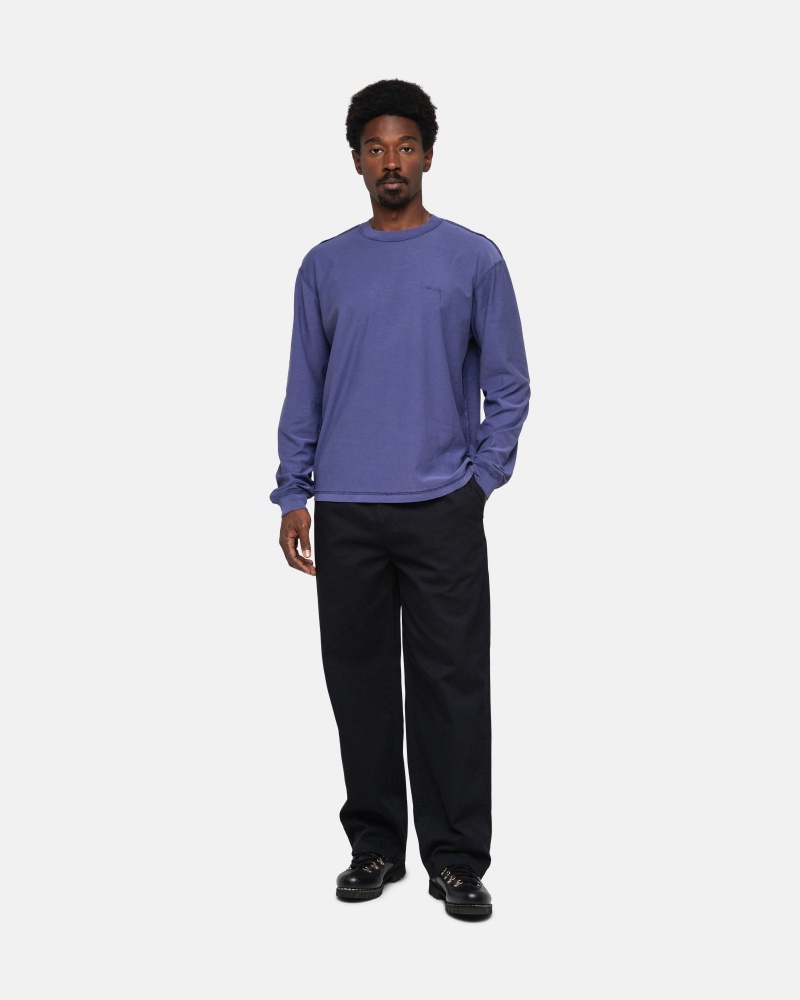 Stüssy Lazy LS Tee Long Sleeve Knit Deep Cobalt | WUO-527918