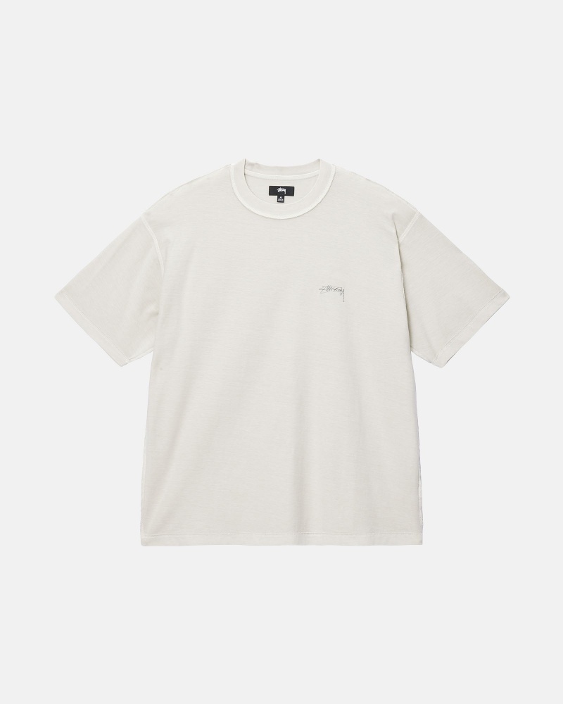 Stüssy Lazy Tee Short Sleeve Knit Bone | HCL-681374