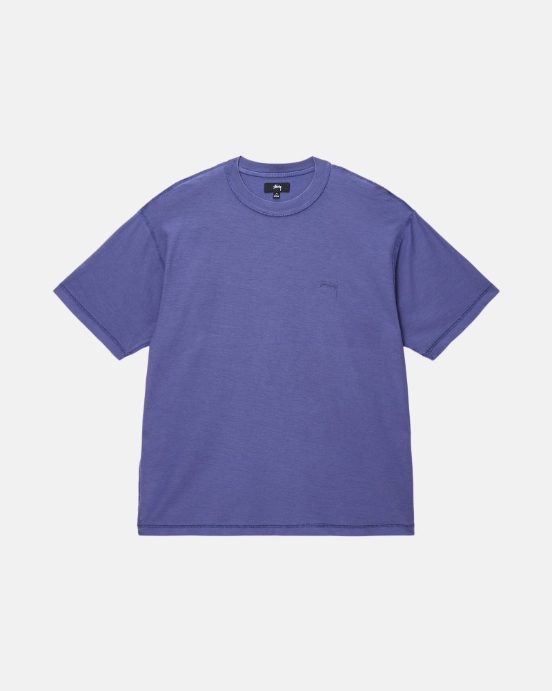 Stüssy Lazy Tee Short Sleeve Knit Deep Cobalt | ZOY-354178