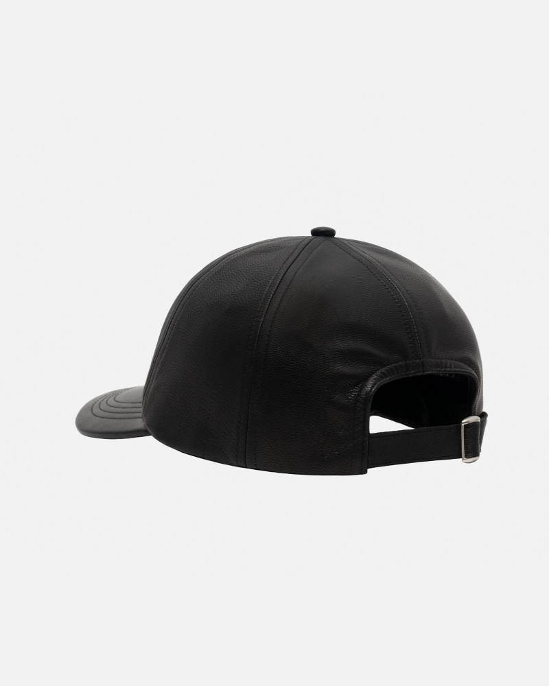 Stüssy Low Pro Basic Leather Strapback Ball Cap Black | DHW-720493