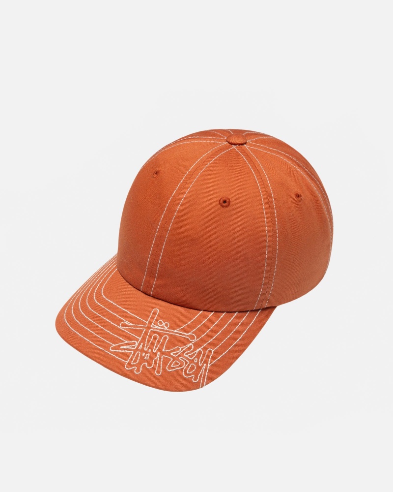 Stüssy Low Pro Basic Stitch Strapback Ball Cap Burnt Orange | CFN-403617