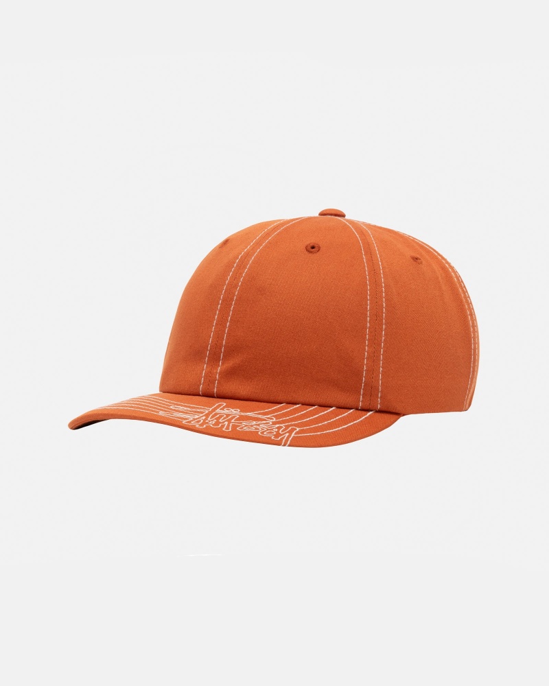 Stüssy Low Pro Basic Stitch Strapback Ball Cap Burnt Orange | CFN-403617