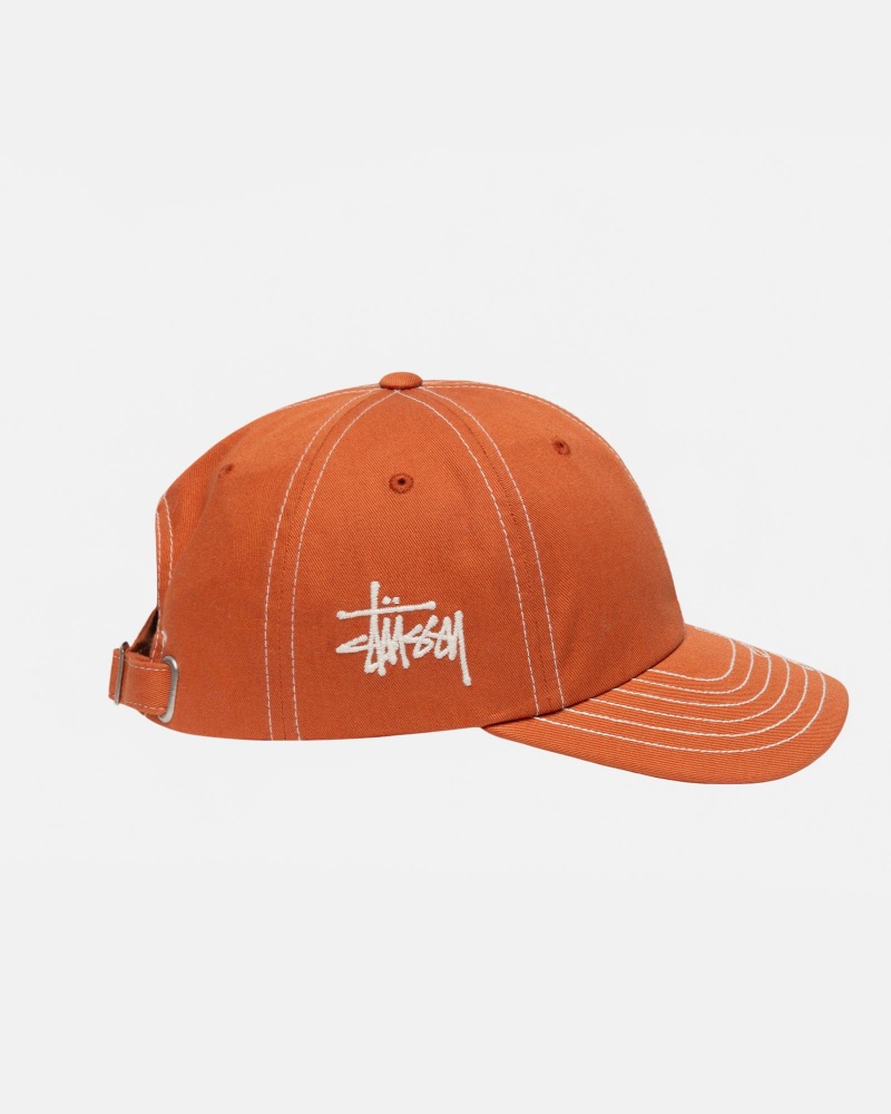 Stüssy Low Pro Basic Stitch Strapback Ball Cap Burnt Orange | CFN-403617