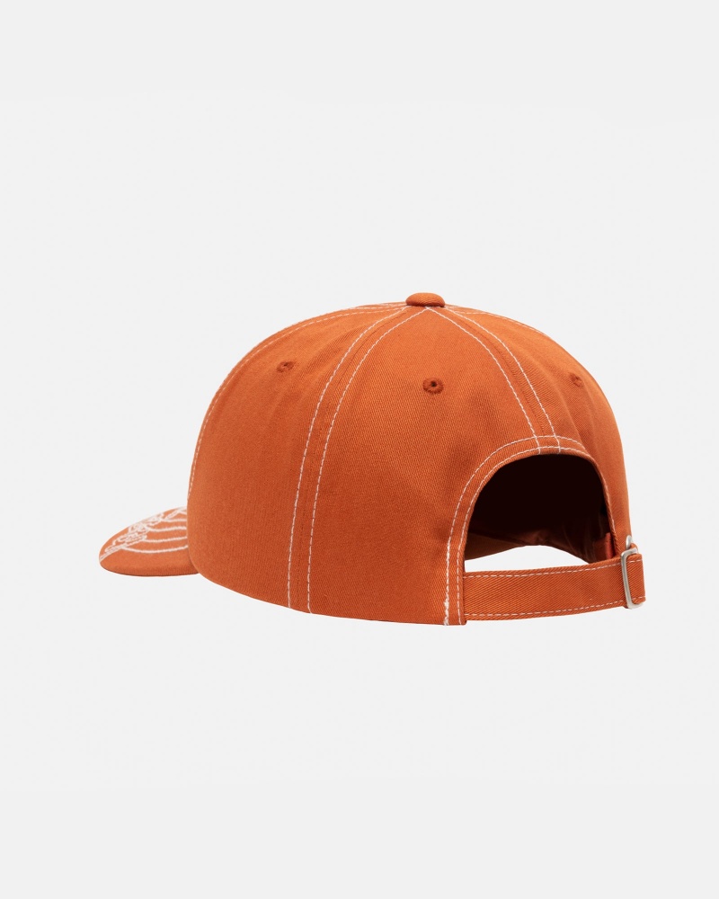 Stüssy Low Pro Basic Stitch Strapback Ball Cap Burnt Orange | CFN-403617