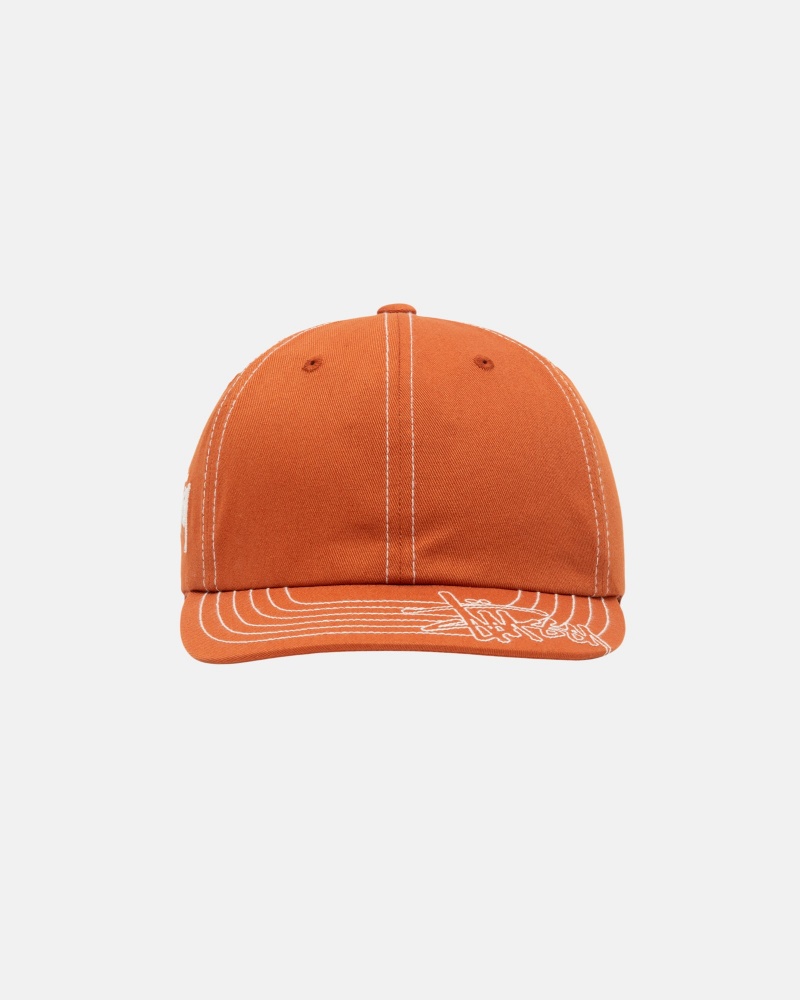 Stüssy Low Pro Basic Stitch Strapback Ball Cap Burnt Orange | CFN-403617