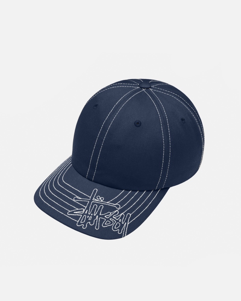 Stüssy Low Pro Basic Stitch Strapback Ball Cap Navy | QZU-732864