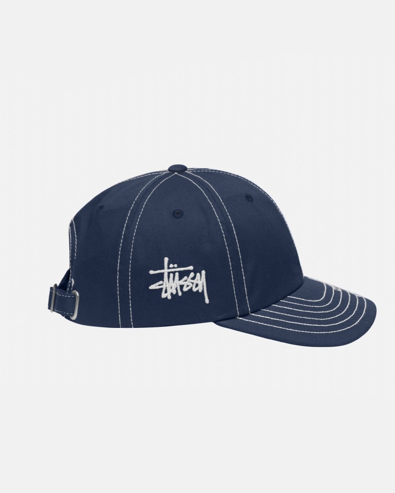 Stüssy Low Pro Basic Stitch Strapback Ball Cap Navy | QZU-732864