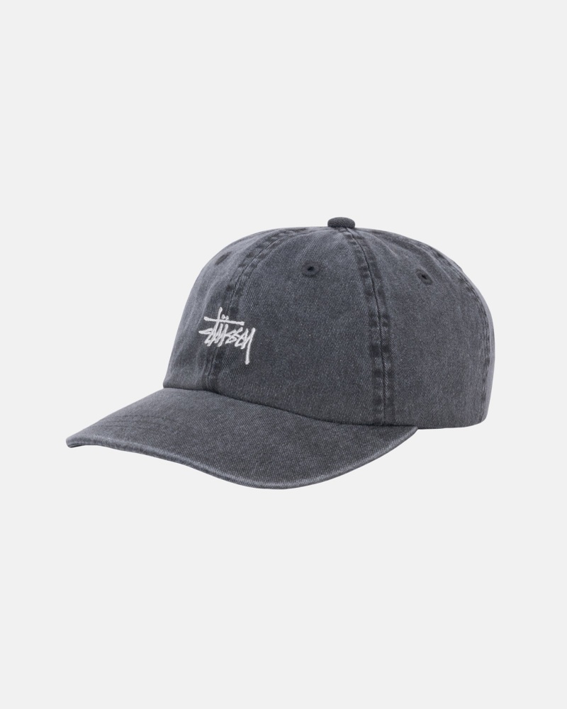 Stüssy Low Pro Basic Washed Strapback Ball Cap Charcoal | FYH-518734