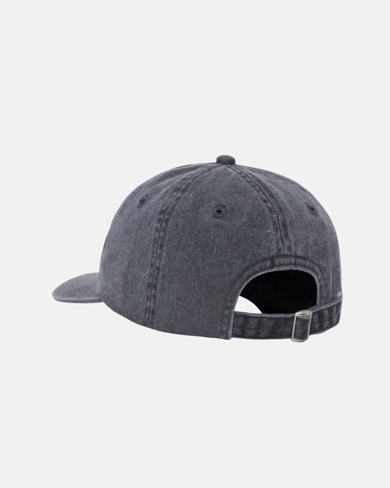 Stüssy Low Pro Basic Washed Strapback Ball Cap Charcoal | FYH-518734