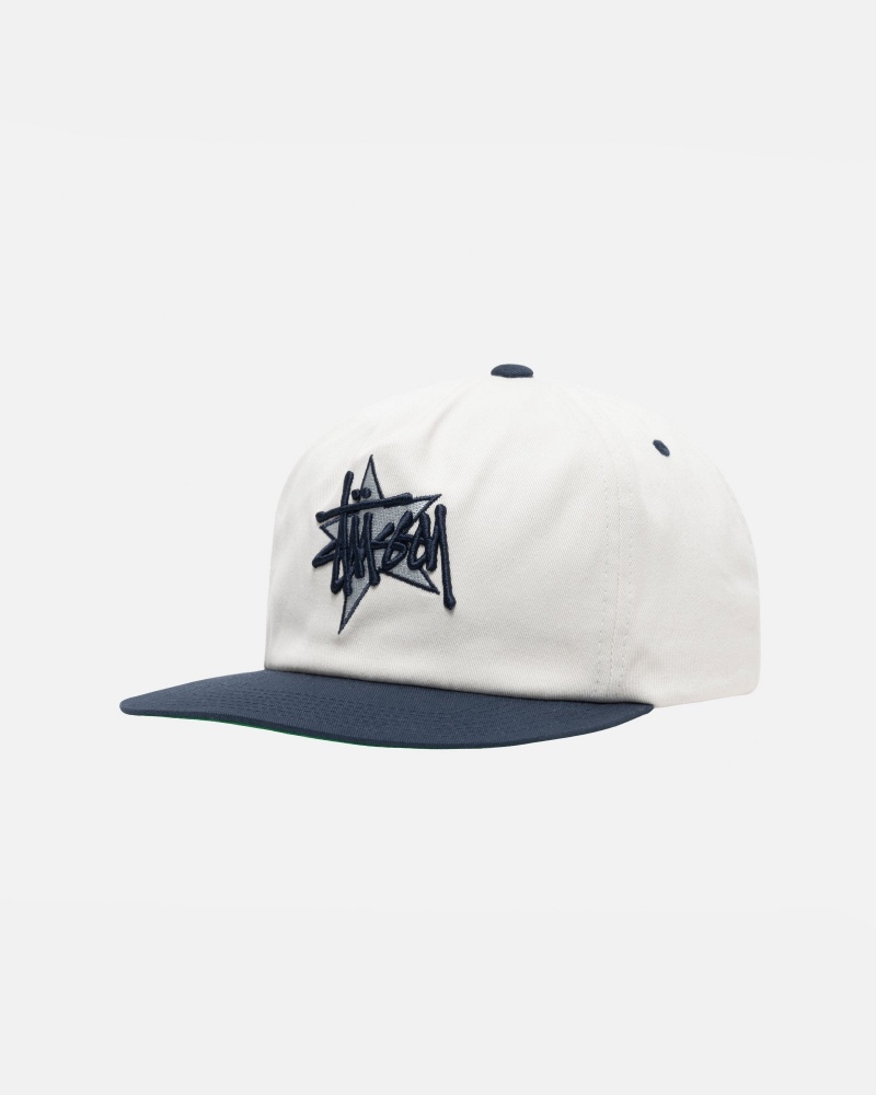 Stüssy Mid-Depth Basic Star Strapback Ball Cap White | NJY-716248