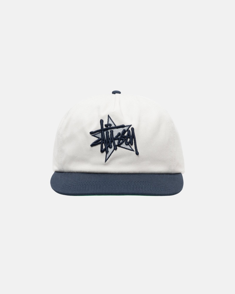 Stüssy Mid-Depth Basic Star Strapback Ball Cap White | NJY-716248