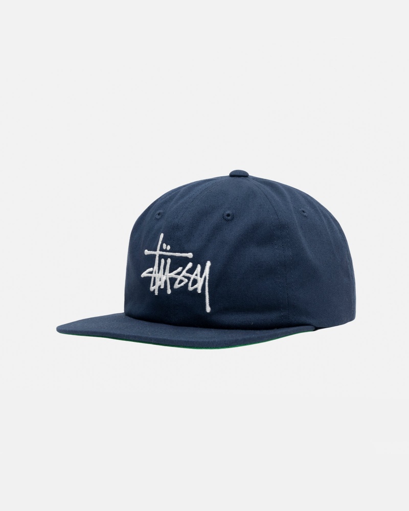 Stüssy Mid-Depth Basic Strapback Ball Cap Navy | BKJ-615289