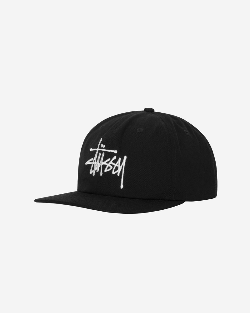 Stüssy Mid-Depth Basic Strapback Ball Cap Black | XGO-856701