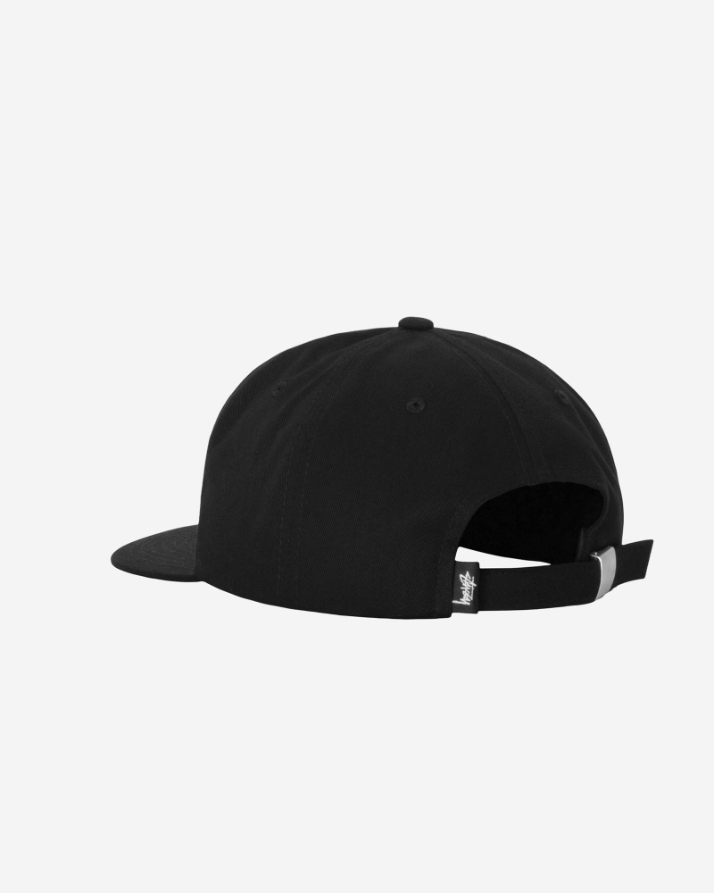 Stüssy Mid-Depth Basic Strapback Ball Cap Black | XGO-856701