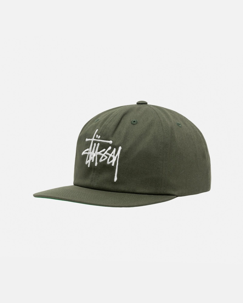 Stüssy Mid-Depth Basic Strapback Ball Cap Olive | EHW-507318