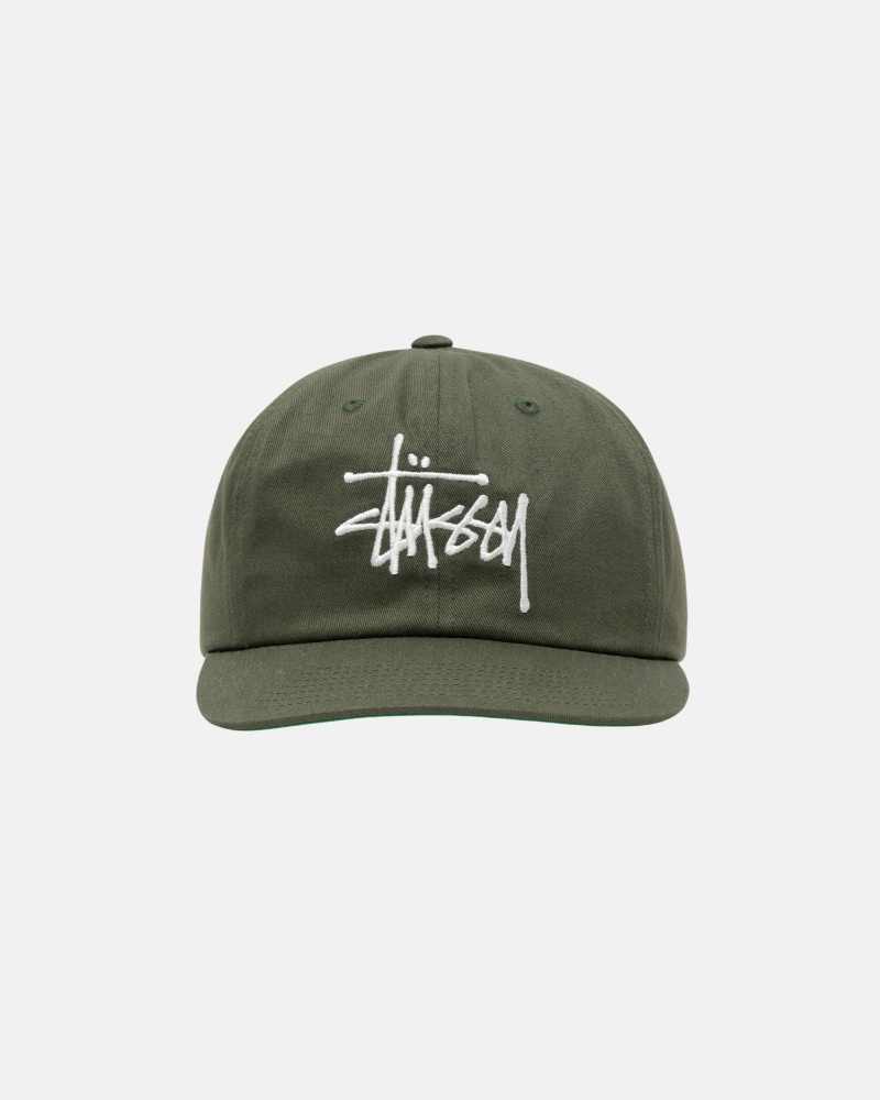 Stüssy Mid-Depth Basic Strapback Ball Cap Olive | EHW-507318